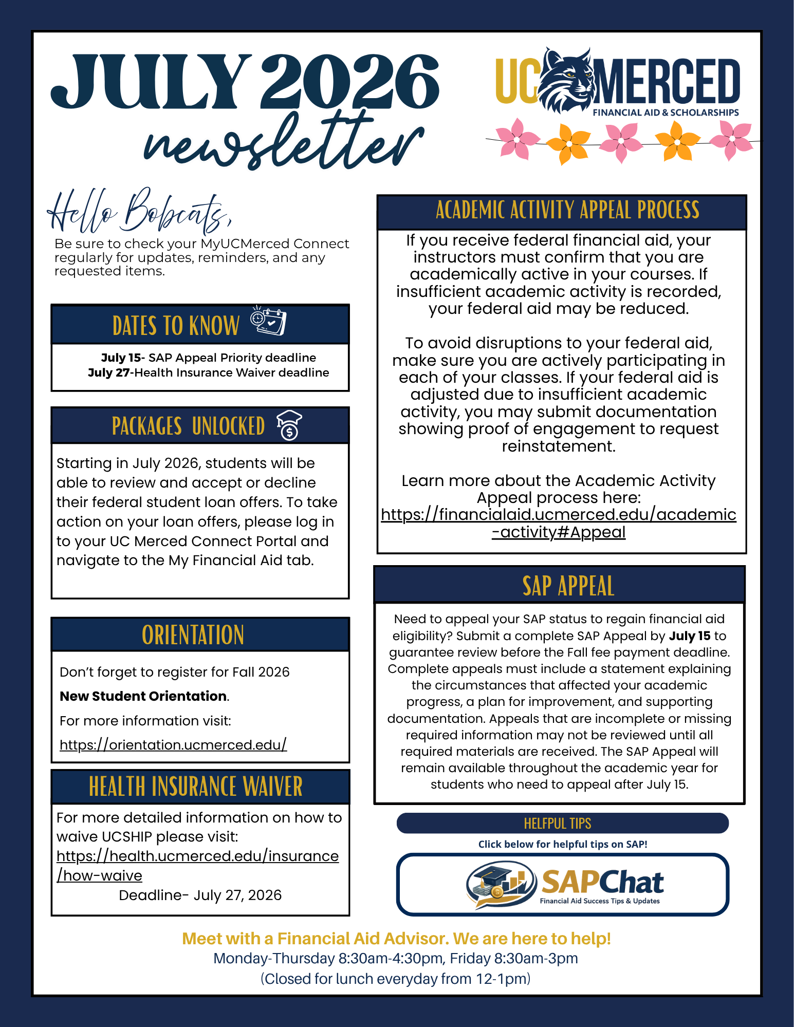 July 2026 Financial Aid Newsletter